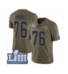 Men's Nike Los Angeles Rams #76 Orlando Pace Limited Olive 2017 Salute to Service Super Bowl LIII Bound NFL Jersey