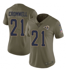 Women's Nike Los Angeles Rams #21 Nolan Cromwell Limited Olive 2017 Salute to Service NFL Jersey