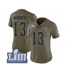Women's Nike Los Angeles Rams #13 Kurt Warner Limited Olive 2017 Salute to Service Super Bowl LIII Bound NFL Jersey