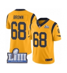 Youth Nike Los Angeles Rams #68 Jamon Brown Limited Gold Rush Vapor Untouchable Super Bowl LIII Bound NFL Jersey