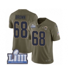 Youth Nike Los Angeles Rams #68 Jamon Brown Limited Olive 2017 Salute to Service Super Bowl LIII Bound NFL Jersey
