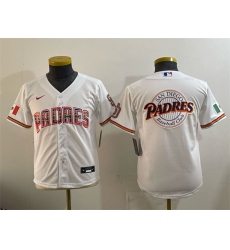 Youth San Diego Padres Team Big Logo White Mexico Cool Base Stitched Baseball Jersey