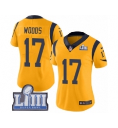 Women's Nike Los Angeles Rams #17 Robert Woods Limited Gold Rush Vapor Untouchable Super Bowl LIII Bound NFL Jersey