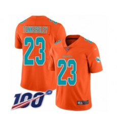 Youth Miami Dolphins #23 Cordrea Tankersley Limited Orange Inverted Legend 100th Season Football Jersey