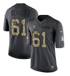 Youth Nike Minnesota Vikings #61 Joe Berger Limited Black 2016 Salute to Service NFL Jersey