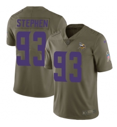 Men's Nike Minnesota Vikings #93 Shamar Stephen Limited Olive 2017 Salute to Service NFL Jersey