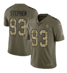Youth Nike Minnesota Vikings #93 Shamar Stephen Limited Olive/Camo 2017 Salute to Service NFL Jersey