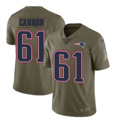 Men's Nike New England Patriots #61 Marcus Cannon Limited Olive 2017 Salute to Service NFL Jersey