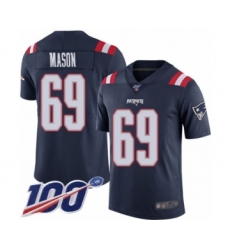 Men's New England Patriots #69 Shaq Mason Limited Navy Blue Rush Vapor Untouchable 100th Season Football Jersey