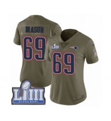 Women's Nike New England Patriots #69 Shaq Mason Limited Olive 2017 Salute to Service Super Bowl LIII Bound NFL Jersey