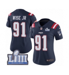 Women's Nike New England Patriots #91 Deatrich Wise Jr Limited Navy Blue Rush Vapor Untouchable Super Bowl LIII Bound NFL Jersey