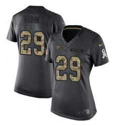 Women's Nike New Orleans Saints #29 John Kuhn Limited Black 2016 Salute to Service NFL Jersey
