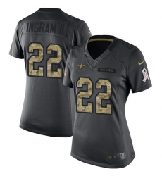 Women's Nike New Orleans Saints #22 Mark Ingram Limited Black 2016 Salute to Service NFL Jersey