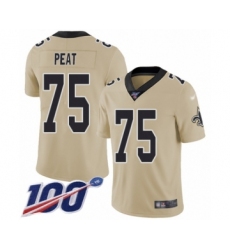 Men's New Orleans Saints #75 Andrus Peat Limited Gold Inverted Legend 100th Season Football Jersey