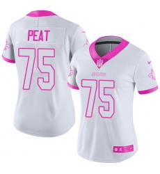 Women's Nike New Orleans Saints #75 Andrus Peat Limited White/Pink Rush Fashion NFL Jersey
