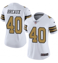 Women's Nike New Orleans Saints #40 Delvin Breaux Limited White Rush Vapor Untouchable NFL Jersey