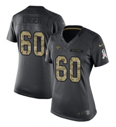 Women's Nike New Orleans Saints #60 Max Unger Limited Black 2016 Salute to Service NFL Jersey