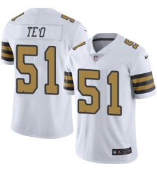 Men's Nike New Orleans Saints #51 Manti Te'o Limited White Rush Vapor Untouchable NFL Jersey