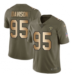 Men's Nike New Orleans Saints #95 Tyeler Davison Limited Olive/Gold 2017 Salute to Service NFL Jersey