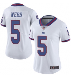 Women's Nike New York Giants #5 Davis Webb Limited White Rush Vapor Untouchable NFL Jersey