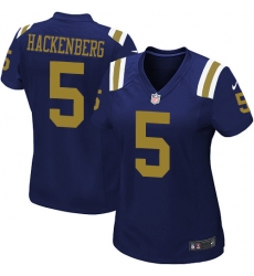 Women's Nike New York Jets #5 Christian Hackenberg Limited Navy Blue Alternate NFL Jersey