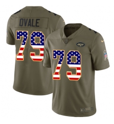 Men's Nike New York Jets #79 Brent Qvale Limited Olive/USA Flag 2017 Salute to Service NFL Jersey