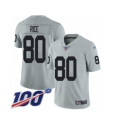 Youth Oakland Raiders #80 Jerry Rice Limited Silver Inverted Legend 100th Season Football Jersey