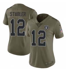 Women's Nike Oakland Raiders #12 Kenny Stabler Limited Olive 2017 Salute to Service NFL Jersey