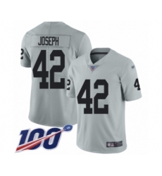 Men's Oakland Raiders #42 Karl Joseph Limited Silver Inverted Legend 100th Season Football Jersey