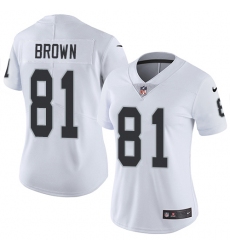 Women's Nike Oakland Raiders #81 Tim Brown White Vapor Untouchable Limited Player NFL Jersey