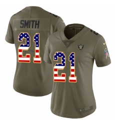 Women's Nike Oakland Raiders #21 Sean Smith Limited Olive/USA Flag 2017 Salute to Service NFL Jersey