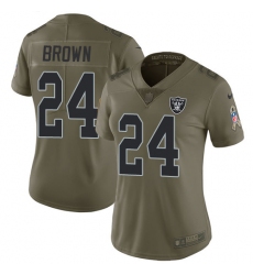 Women's Nike Oakland Raiders #24 Willie Brown Limited Olive 2017 Salute to Service NFL Jersey