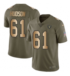 Men's Nike Oakland Raiders #61 Rodney Hudson Limited Olive/Gold 2017 Salute to Service NFL Jersey