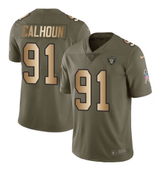 Youth Nike Oakland Raiders #91 Shilique Calhoun Limited Olive/Gold 2017 Salute to Service NFL Jersey