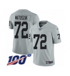 Youth Oakland Raiders #72 John Matuszak Limited Silver Inverted Legend 100th Season Football Jersey