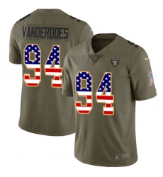 Youth Nike Oakland Raiders #94 Eddie Vanderdoes Limited Olive/USA Flag 2017 Salute to Service NFL Jersey