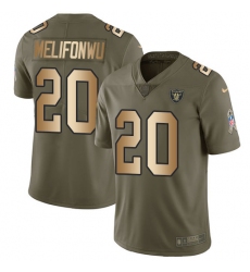 Men's Nike Oakland Raiders #20 Obi Melifonwu Limited Olive/Gold 2017 Salute to Service NFL Jersey