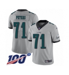Men's Philadelphia Eagles #71 Jason Peters Limited Silver Inverted Legend 100th Season Football Jersey