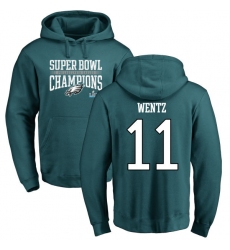 Nike Philadelphia Eagles #11 Carson Wentz Green Super Bowl LII Champions Pullover Hoodie