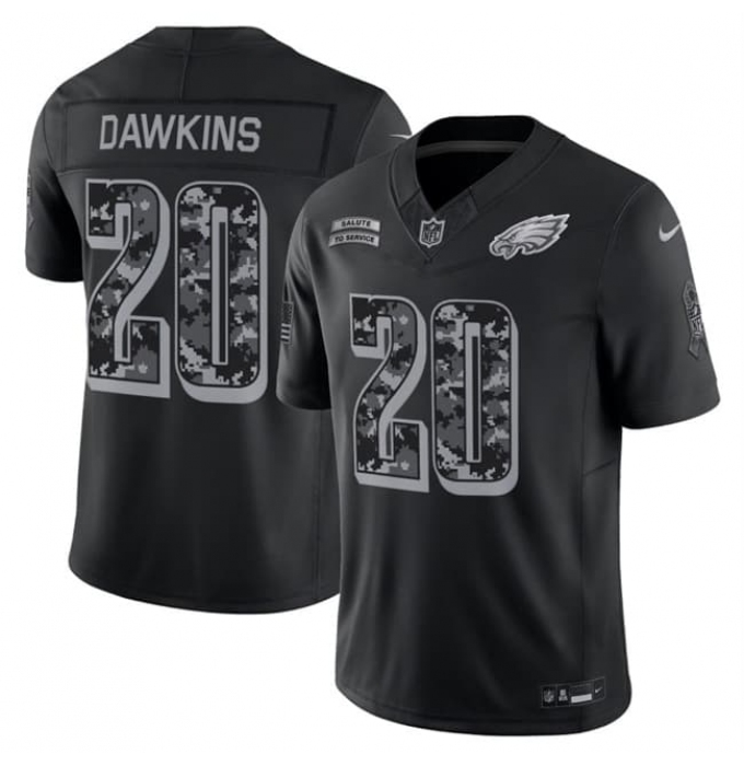 Men's Philadelphia Eagles #20 Brian Dawkins Black F.U.S.E. 2026 Salute to Service Limited Football Stitched Jersey