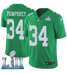 Men's Nike Philadelphia Eagles #34 Donnel Pumphrey Limited Green Rush Vapor Untouchable Super Bowl LII NFL Jersey