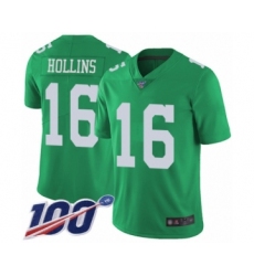 Men's Philadelphia Eagles #16 Mack Hollins Limited Green Rush Vapor Untouchable 100th Season Football Jersey