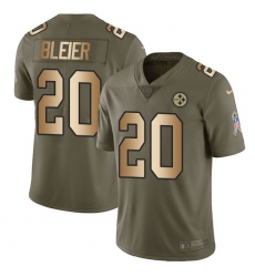 Men's Nike Pittsburgh Steelers #20 Rocky Bleier Limited Olive/Gold 2017 Salute to Service NFL Jersey