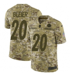 Youth Nike Pittsburgh Steelers #20 Rocky Bleier Limited Camo 2018 Salute to Service NFL Jersey