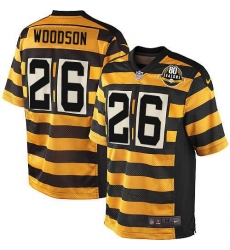 Youth Nike Pittsburgh Steelers #26 Rod Woodson Limited Yellow/Black Alternate 80TH Anniversary Throwback NFL Jersey