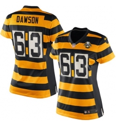 Women's Nike Pittsburgh Steelers #63 Dermontti Dawson Limited Yellow/Black Alternate 80TH Anniversary Throwback NFL Jersey