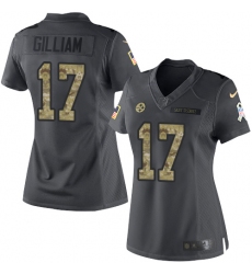 Women's Nike Pittsburgh Steelers #17 Joe Gilliam Limited Black 2016 Salute to Service NFL Jersey