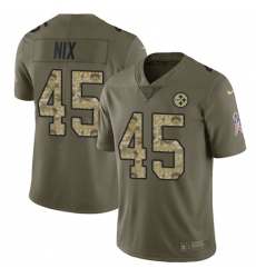 Youth Nike Pittsburgh Steelers #45 Roosevelt Nix Limited Olive/Camo 2017 Salute to Service NFL Jersey