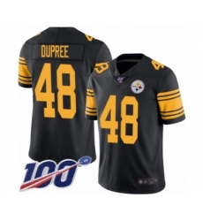Men's Pittsburgh Steelers #48 Bud Dupree Limited Black Rush Vapor Untouchable 100th Season Football Jersey