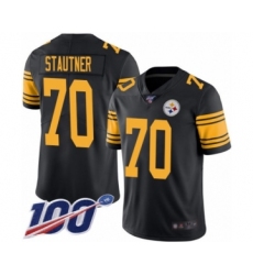 Men's Pittsburgh Steelers #70 Ernie Stautner Limited Black Rush Vapor Untouchable 100th Season Football Jersey